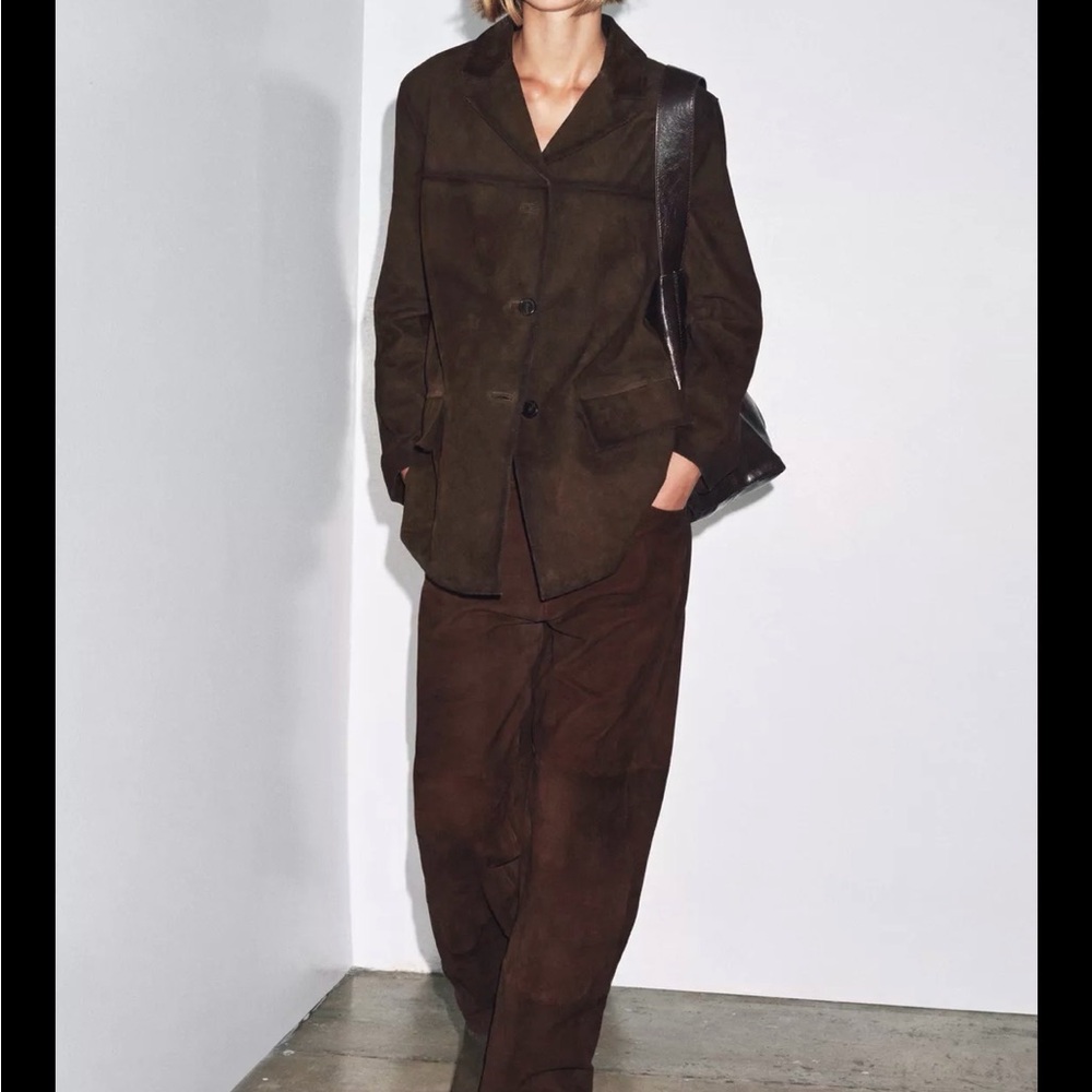 Zara 100% Suede Leather Blazer (ZW limited collection) - NWT